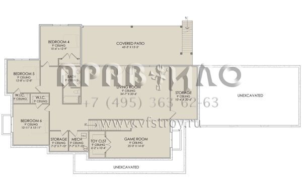 Проект одноэтажного дома с гаражом на три машины с подвалом S5-259 (6422-00079)