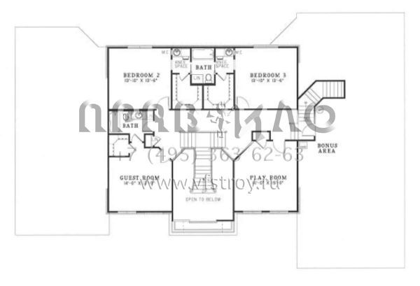 Проект двухэтажного дома с гаражом на три и более машин в стиле Ранчо S5-413 (110-00134)