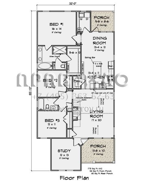 Проект одноэтажного дома без гаража в современном стиле S5-165 (4848-00378)