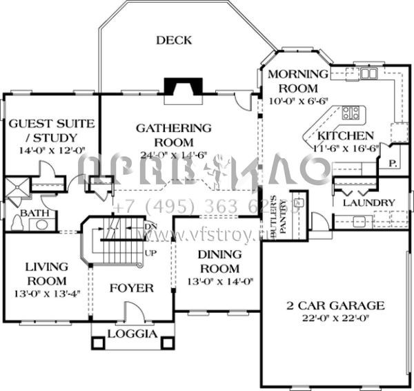 Проект двухэтажного дома с гаражом на две машины в стиле Ранчо S5-391 (3323-00325)