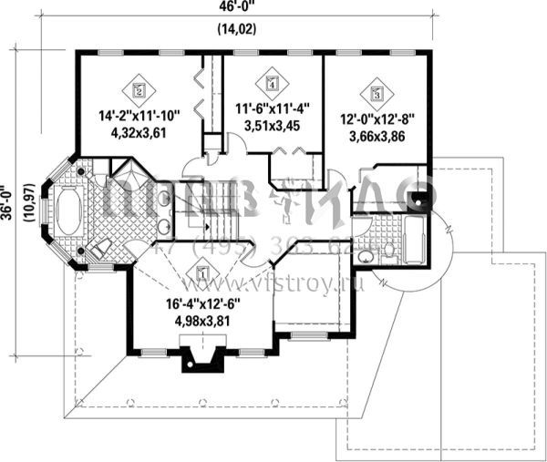 Проект двухэтажного дома с гаражом на две машины в стиле Ранчо S5-260 (6146-00173)