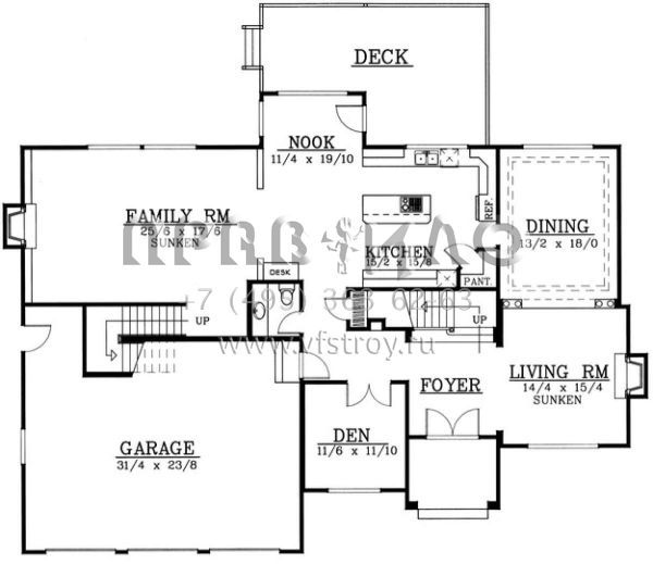 Проект двухэтажного дома с гаражом на три и более машин в английском стиле S5-326 (692-00199)