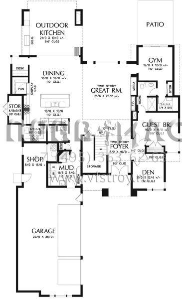 Проект двухэтажного дома с гаражом на три и более машин в современном стиле S5-381 (2559-00783)