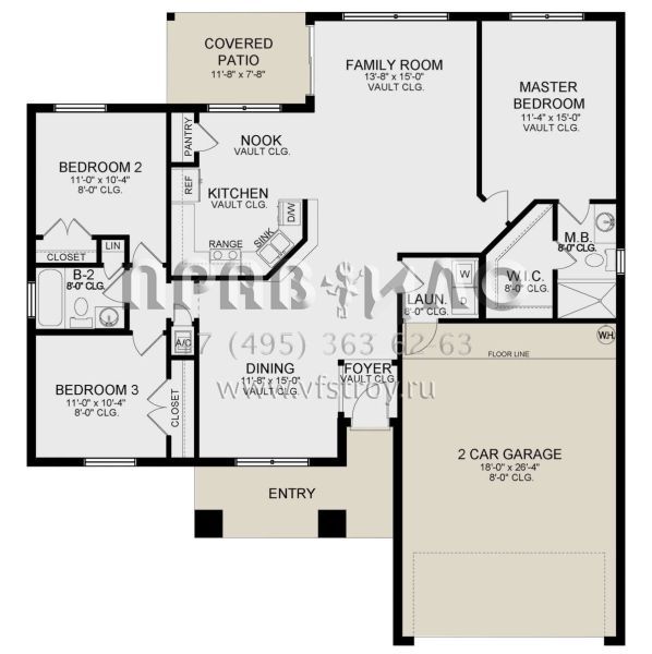 Проект одноэтажного дома с гаражом на две машины в стиле Ранчо S5-138 (3978-00219)