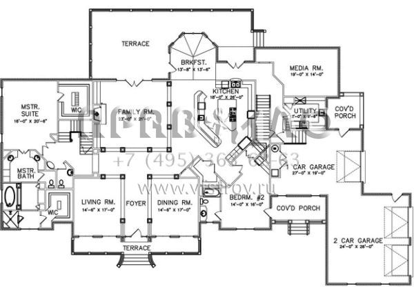 Проект двухэтажного дома с гаражом на две машины в английском стиле S5-572 (6819-00019)