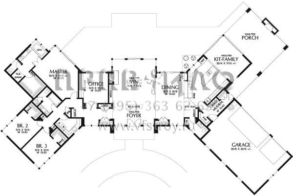 Проект одноэтажного дома с гаражом на три и более машин в современном стиле S5-305 (2559-00739)