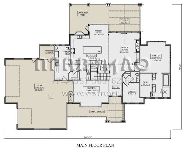 Проект двухэтажного дома с гаражом на три и более машин в американском стиле S5-330 (5631-00124)