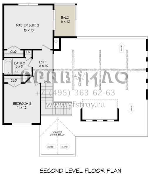 Проект двухэтажного дома с гаражом на две машины в стиле Ранчо S5-195 (940-00713)