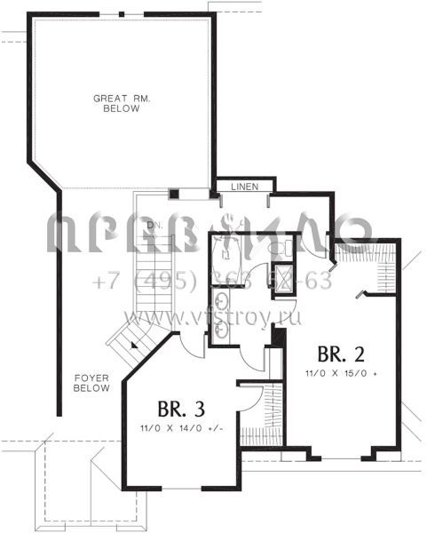 Проект двухэтажного дома с гаражом на три и более машин в стиле Ранчо S5-234 (2559-00474)