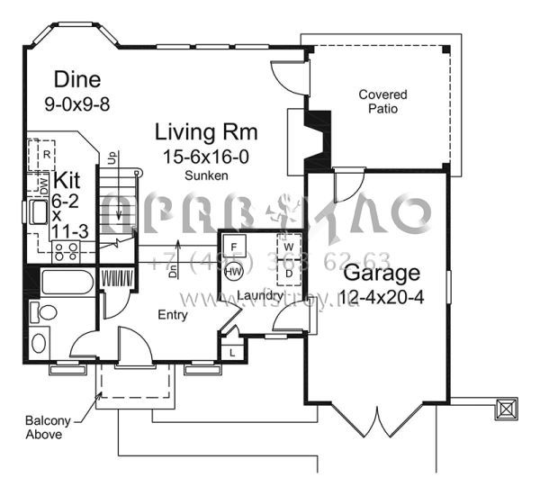 Проект двухэтажного дома с гаражом на одну машину в современном стиле S5-100 (5633-00295)