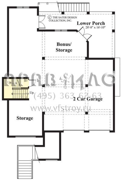 Проект трехэтажного дома с гаражом на две машины в прибрежном стиле S5-235 (8436-00017)