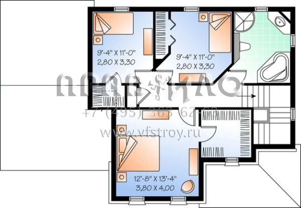 Проект двухэтажного дома с гаражом на одну машину в стиле Ранчо S5-144 (034-00852)