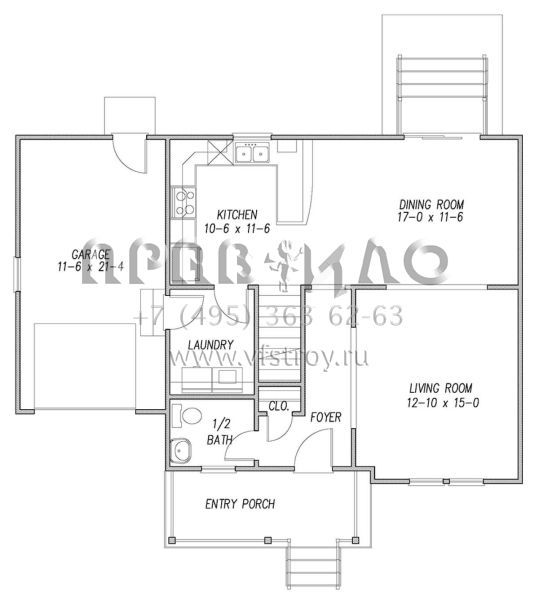 Проект двухэтажного дома с гаражом на одну машину в американском стиле S5-156 (4351-00004)