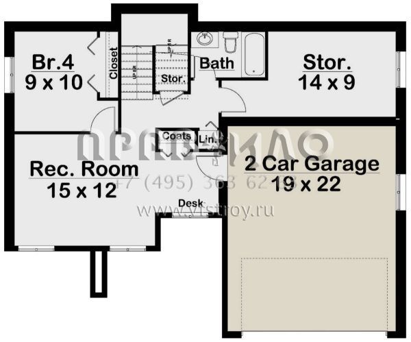 Проект двухэтажного дома с гаражом на две машины в современном стиле S5-274 (2699-00027)
