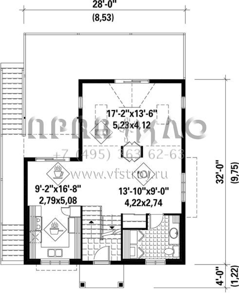 Проект двухэтажного дома без гаража в стиле Шале S5-197 (6146-00129)