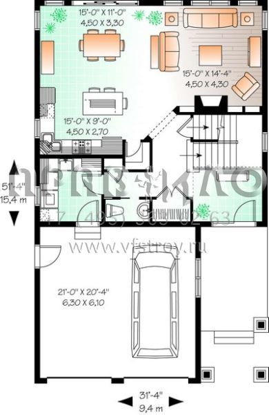 Проект двухэтажного дома с гаражом на две машины в американском стиле S5-211 (034-01037)