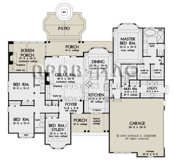 Проект одноэтажного дома с гаражом на две машины в стиле Ранчо S5-231 (2865-00031)