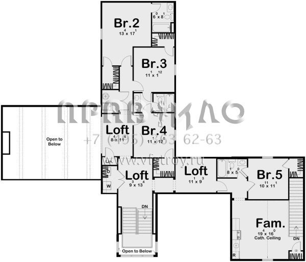 Проект двухэтажного дома с гаражом на три и более машин в современном стиле S5-479 (963-00821)
