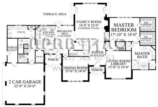 Проект двухэтажного дома с гаражом на две машины в стиле Ранчо S5-396 (7922-00061)