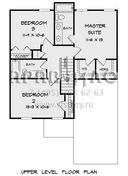 Проект двухэтажного дома с гаражом на одну машину в стиле Ранчо S5-132 (6082-00163)