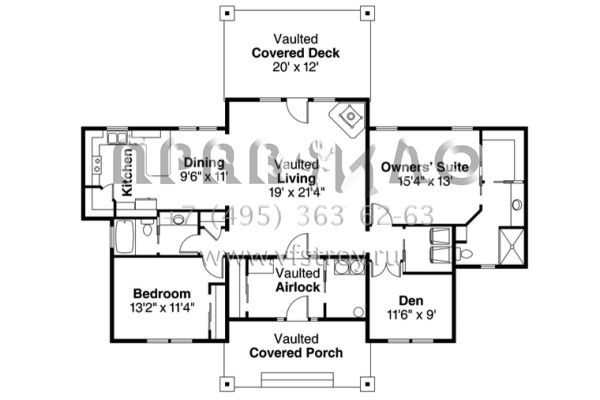 Проект одноэтажного дома с гаражом на две машины в стиле Ранчо S5-159 (035-00721)