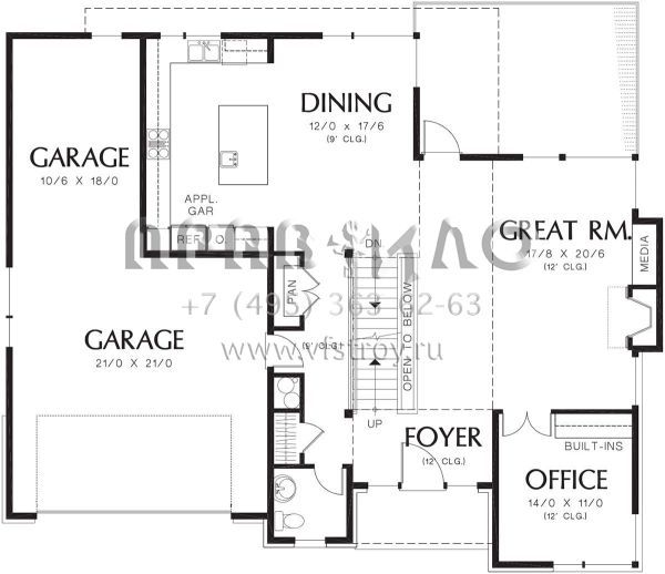 Проект двухэтажного дома с гаражом на две машины в современном стиле S5-339 (2559-00551)