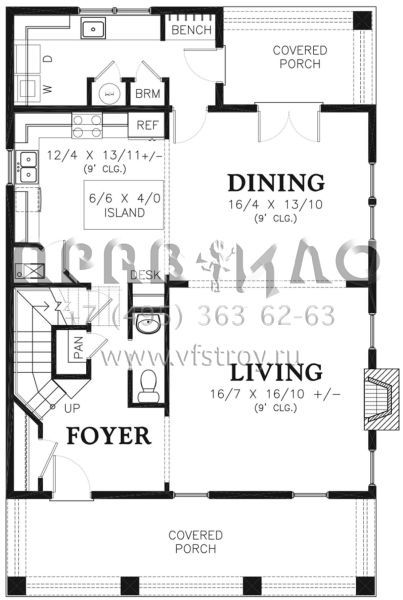 Проект трехэтажного дома без гаража в стиле Ранчо S5-250 (2559-00740)