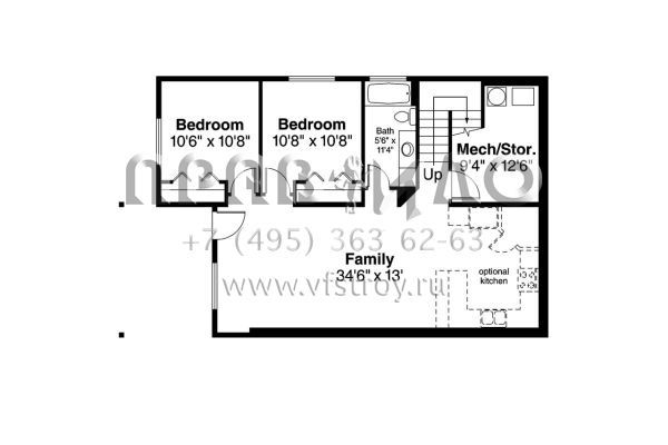 Проект двухэтажного дома с гаражом на одну машину в стиле Ранчо S5-188 (035-00781)