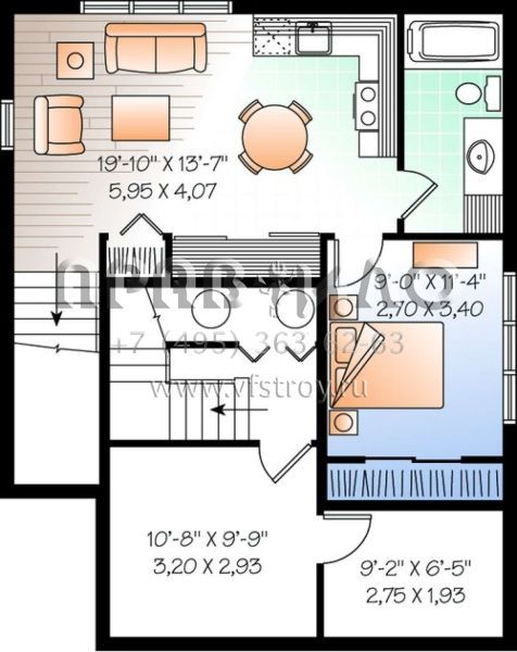 Проект двухэтажного дома без гаража в стиле Ранчо S5-196 (034-00475)