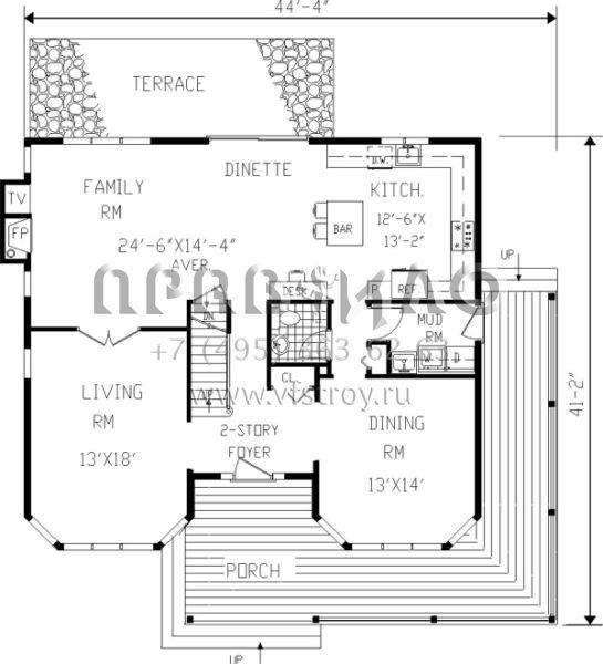 Проект двухэтажного дома без гаража в стиле Ранчо S5-217 (033-00080)