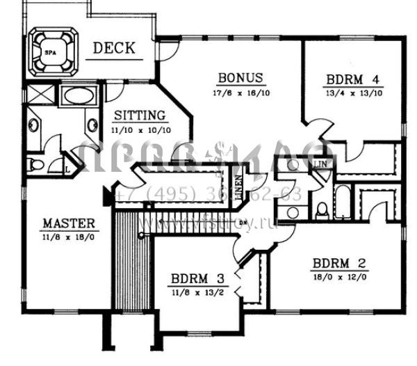 Проект двухэтажного дома с гаражом на три и более машин в стиле Особняк S5-280 (692-00088)