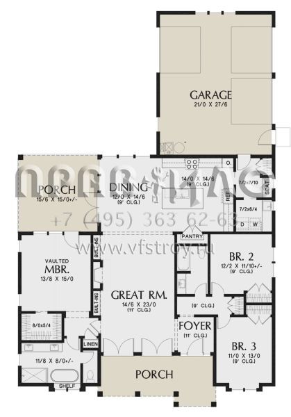 Проект одноэтажного дома с гаражом на две машины в американском стиле S5-177 (2559-00935)