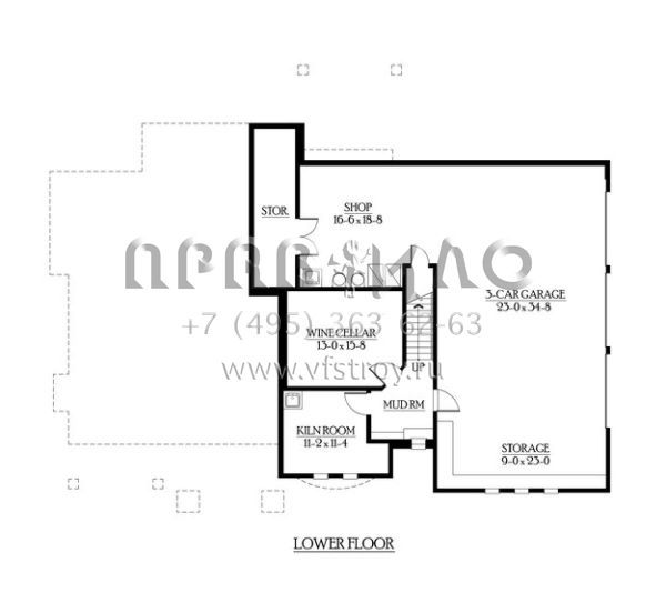 Проект двухэтажного дома с гаражом на три и более машин в американском стиле S5-445 (341-00278)