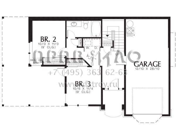 Проект двухэтажного дома с гаражом на две машины в американском стиле S5-155 (2559-00278)