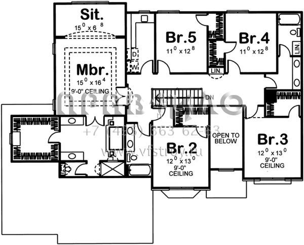 Проект двухэтажного дома с гаражом на три и более машин в английском стиле S5-381 (963-00220)
