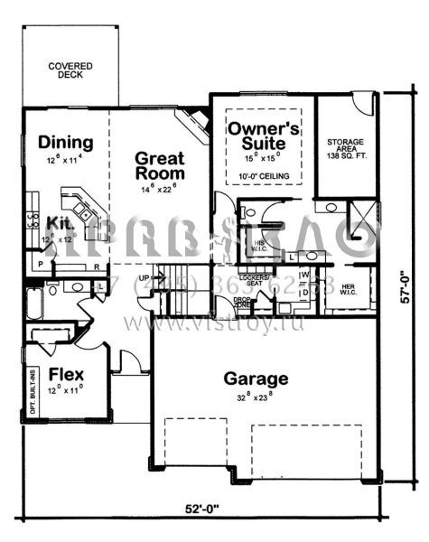 Проект двухэтажного дома с гаражом на три и более машин в стиле Ранчо S5-216 (402-01481)