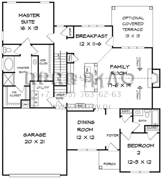 Проект двухэтажного дома с гаражом на две машины в американском стиле S5-212 (6082-00026)
