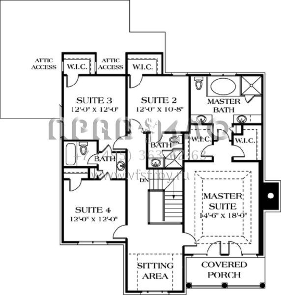 Проект двухэтажного дома с гаражом на две машины в стиле Ранчо S5-260 (3323-00186)