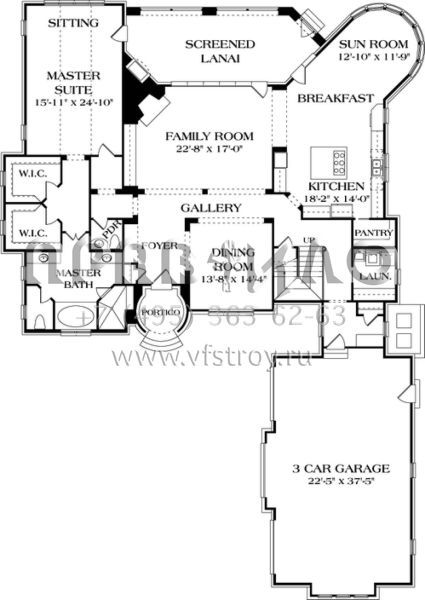 Проект двухэтажного дома с гаражом на три и более машин в современном стиле S5-414 (3323-00455)