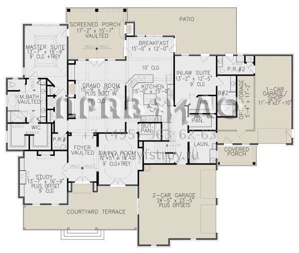 Проект двухэтажного дома с гаражом на три и более машин в английском стиле S5-331 (699-00245)
