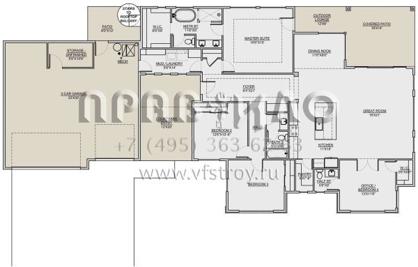 Проект одноэтажного дома с гаражом на три и более машин в современном стиле S5-205 (7306-00005)