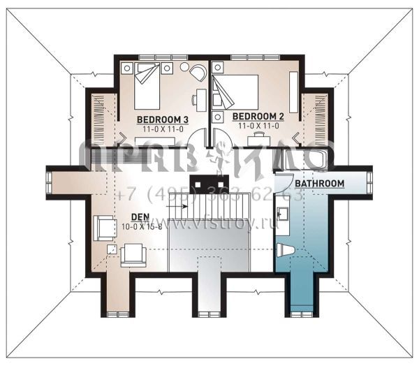 Проект двухэтажного дома без гаража в стиле Ранчо S5-214 (034-00379)