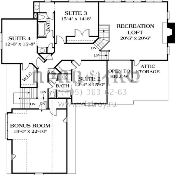 Проект двухэтажного дома с гаражом на две машины в стиле Ранчо S5-355 (3323-00375)