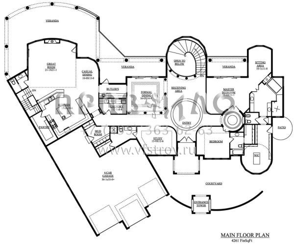 Проект одноэтажного дома с гаражом на три и более машин в прибрежном стиле S5-725 (5631-00045)
