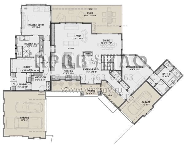 Проект одноэтажного дома с гаражом на две машины в скандинавском стиле S5-247 (425-00028)