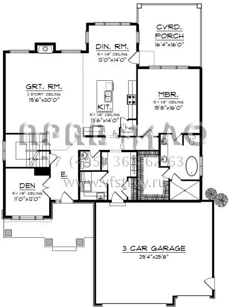 Проект двухэтажного дома с гаражом на три и более машин в стиле Райт S5-285 (1020-00039)