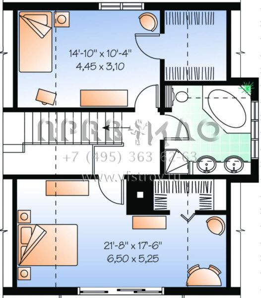 Проект двухэтажного дома без гаража в современном стиле S5-140 (034-00136)