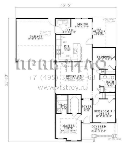 Проект одноэтажного дома с гаражом на две машины в стиле Ранчо S5-117 (110-00724)