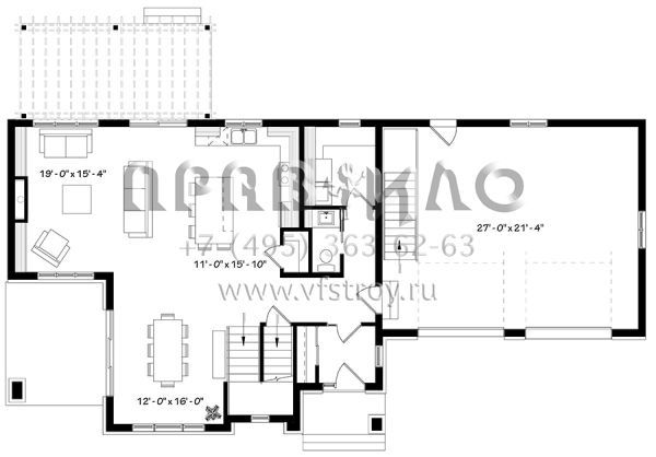 Проект двухэтажного дома с гаражом на две машины в современном стиле S5-201 (034-01131)