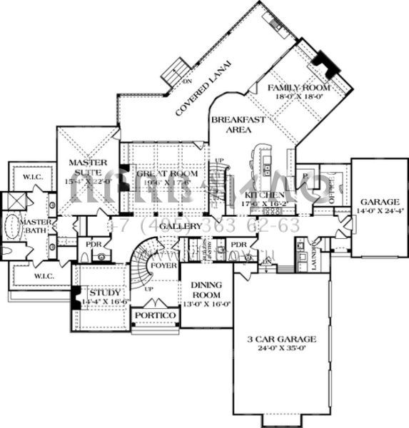 Проект двухэтажного дома с гаражом на три и более машин в стиле Готика S5-510 (3323-00516)